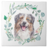 Australischer Schäferhund Dog Watercolor Wreath Fliese (Vorderseite)