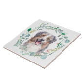 Australischer Schäferhund Dog Watercolor Wreath Fliese (Seite)
