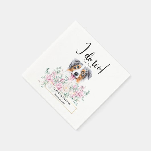 Australischer Schäferhund Dog Wedding Cocktail Nap Serviette (Ecke)