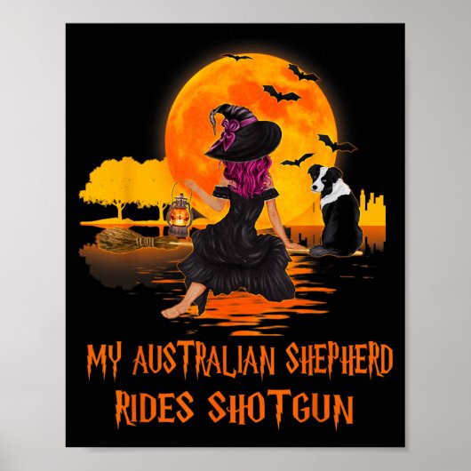 Australischer Schäferhund fährt Schrotflinte Hund  Poster (Vorne)