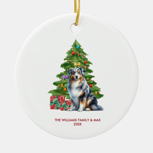 Australischer Schäferhund - Familie Weihnachten Keramik Ornament (Vorne)