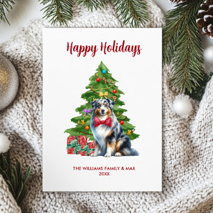 Australischer Schäferhund Familien-Weihnachten Feiertagskarte