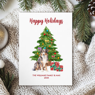 Australischer Schäferhund Familien-Weihnachten Feiertagskarte