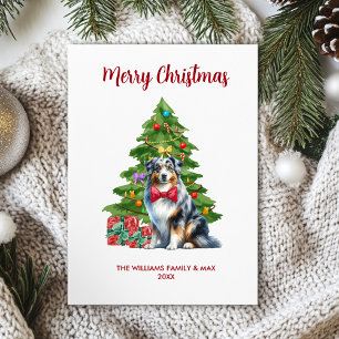 Australischer Schäferhund Familien-Weihnachten Feiertagskarte