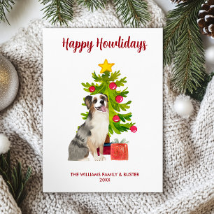 Australischer Schäferhund Familien-Weihnachten Feiertagskarte