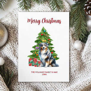 Australischer Schäferhund Familien-Weihnachten Feiertagskarte