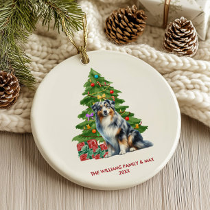 Australischer Schäferhund Familien-Weihnachten Keramik Ornament