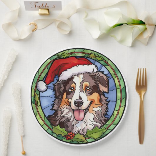 Australischer Schäferhund Festglass Weihnachten Pappteller (Hochzeit)