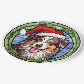 Australischer Schäferhund Festglass Weihnachten Pappteller (Schrägansicht)