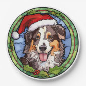 Australischer Schäferhund Festglass Weihnachten Pappteller (Vorderseite)