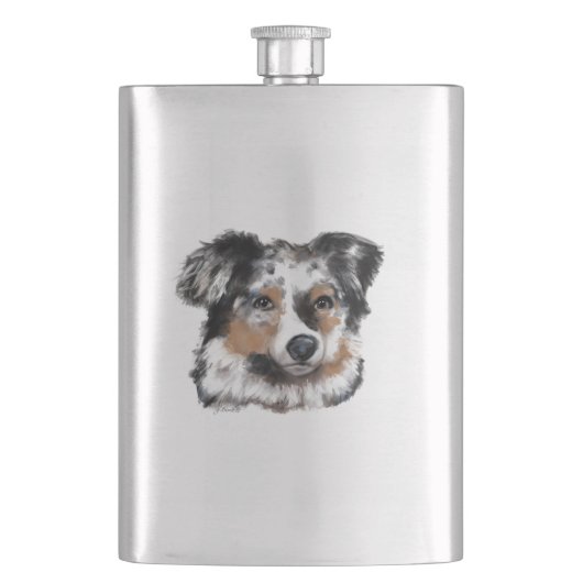 Australischer Schäferhund Flachmann (Vorderseite)