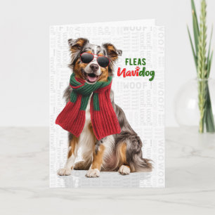 Australischer Schäferhund Flöhe Navidog Weihnachte Feiertagskarte
