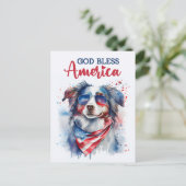 Australischer Schäferhund, Gott segne Amerika Post Postkarte (Stehend Vorderseite)