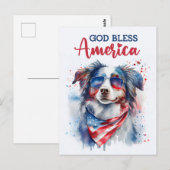 Australischer Schäferhund, Gott segne Amerika Post Postkarte (Vorne/Hinten)