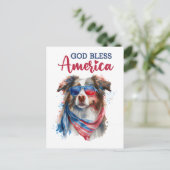Australischer Schäferhund, Gott segne Amerika Post Postkarte (Stehend Vorderseite)
