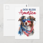 Australischer Schäferhund, Gott segne Amerika Post Postkarte (Vorne/Hinten)