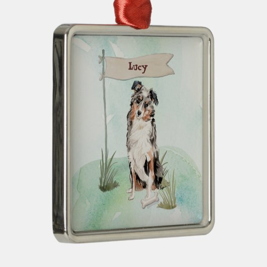 Australischer Schäferhund gratuliert New Hund Ornament Aus Metall (Rechts)