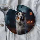 Australischer Schäferhund Halloween Beängstigend Button (Beispiel)
