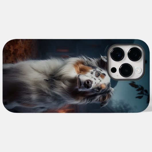Australischer Schäferhund Halloween Beängstigend Case-Mate iPhone Hülle (Rückseite (Horizontal))