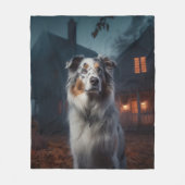 Australischer Schäferhund Halloween Beängstigend Fleecedecke (Vorderseite)