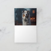 Australischer Schäferhund Halloween Beängstigend Karte (Innenseite)