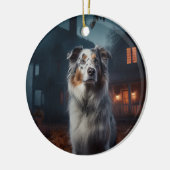 Australischer Schäferhund Halloween Beängstigend Keramik Ornament (Links)