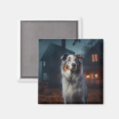 Australischer Schäferhund Halloween Beängstigend Magnet (Vorderseite/Rückseite)