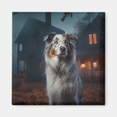 Australischer Schäferhund Halloween Beängstigend Magnet (Vorne)