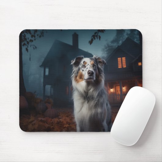 Australischer Schäferhund Halloween Beängstigend Mousepad (Mit Mouse)