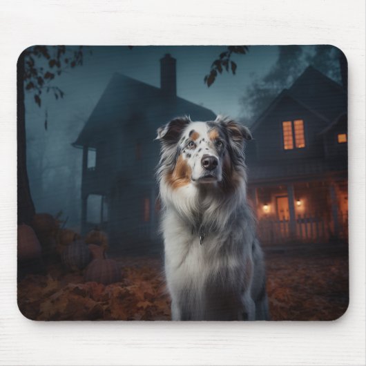 Australischer Schäferhund Halloween Beängstigend Mousepad (Vorne)