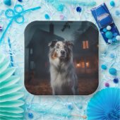 Australischer Schäferhund Halloween Beängstigend Pappteller (Party)