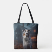 Australischer Schäferhund Halloween Beängstigend Tasche (Rückseite)
