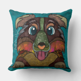 Australischer Schäferhund handgemalt Throw Kissen