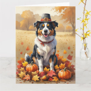Australischer Schäferhund Herbstleaves Erntedank A Karte