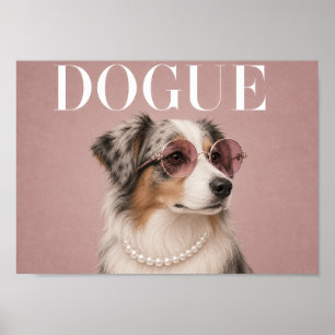 Australischer Schäferhund-Hund Covergirl A4 in Ros Poster