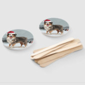 Australischer Schäferhund Hund im Schnee Weihnacht Fächer (Non-assembled)