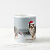 Australischer Schäferhund Hund im Schnee Weihnacht Kaffeetasse (Mittel)
