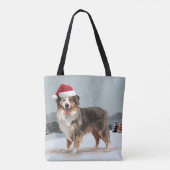Australischer Schäferhund Hund im Schnee Weihnacht Tasche (Rückseite)