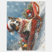 Australischer Schäferhund Hund in Sledge Chriistma Fleecedecke (Vorderseite)