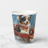 Australischer Schäferhund Hund in Sledge Chriistma Pappbecher (Rückseite)