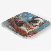 Australischer Schäferhund Hund in Sledge Chriistma Pappteller (Gewinkelt)