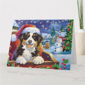 Australischer Schäferhund Hund in Sleigh Snow Weih Karte (Vorderseite)