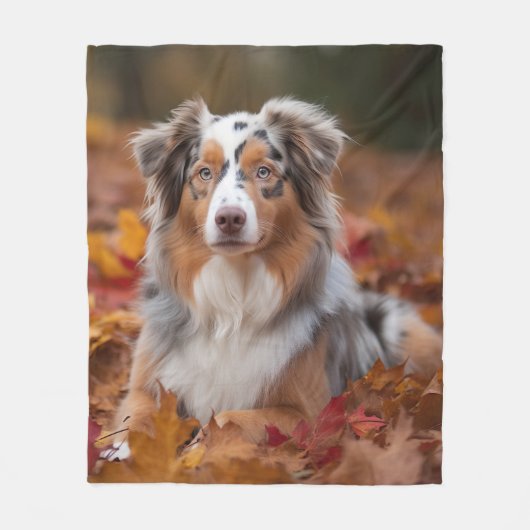 Australischer Schäferhund im Herbstfall Inspiriert Fleecedecke (Vorderseite)