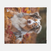 Australischer Schäferhund im Herbstfall Inspiriert Fleecedecke (Vorderseite (Horizontal))