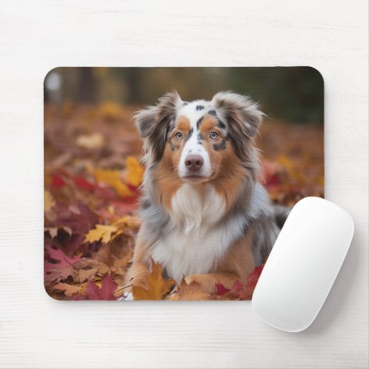 Australischer Schäferhund im Herbstfall Inspiriert Mousepad (Mit Mouse)
