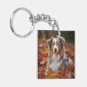 Australischer Schäferhund im Herbstfall Inspiriert Schlüsselanhänger (Vorderseite links)
