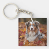 Australischer Schäferhund im Herbstfall Inspiriert Schlüsselanhänger (Vorderseite)