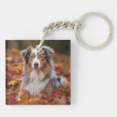 Australischer Schäferhund im Herbstfall Inspiriert Schlüsselanhänger (Rückseite)