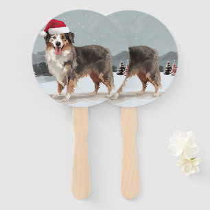 Australischer Schäferhund im Schnee Weihnachten Fächer