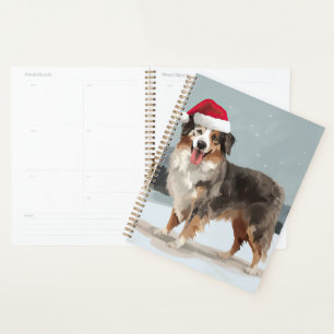 Australischer Schäferhund im Schnee Weihnachten Planer